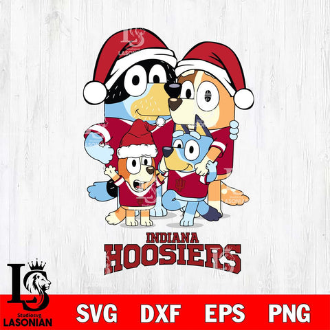 Indiana Hoosiers Christmas Bluey Family Sport Cut Files,Bluey Cricut,Christmas Svg , Bluey svg , Digital Download, dxf eps png pdf file