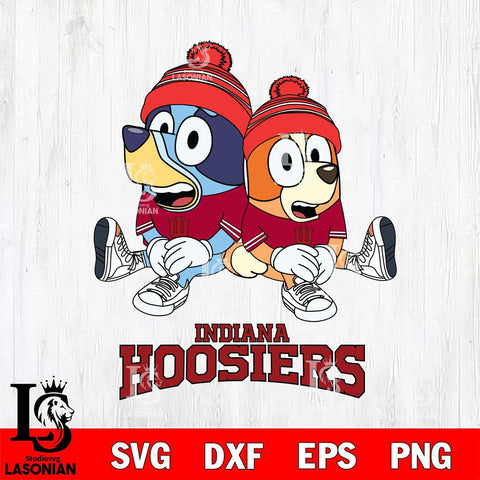 Indiana Hoosiers Christmas Bluey & Bingo Sit Cut Files,Bluey Cricut,Christmas Svg , Bluey svg , Digital Download, dxf eps png pdf file