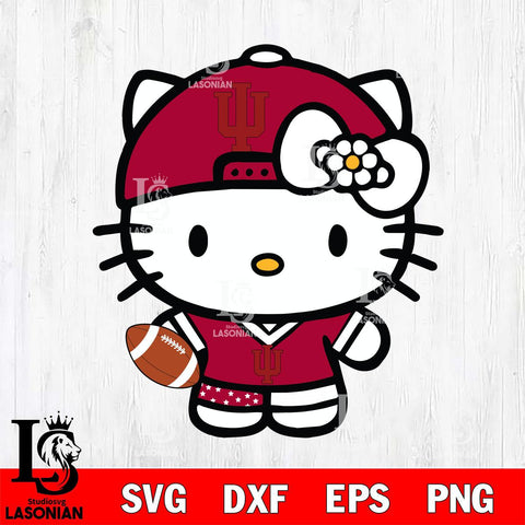 Indiana Hoosiers Cute Hello Kitty Football 10 Svg Eps Dxf Png File, NCAA svg, Digital Download, Instant Download