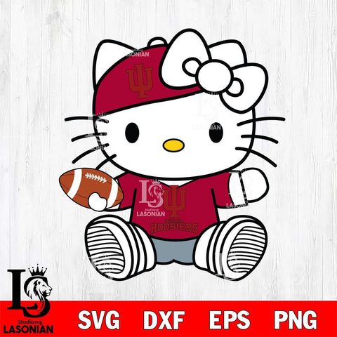 Indiana Hoosiers Cute Hello Kitty Football 11 Svg Eps Dxf Png File, NCAA svg, Digital Download, Instant Download