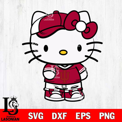 Indiana Hoosiers Cute Hello Kitty Football 2 Svg Eps Dxf Png File, NCAA svg, Digital Download, Instant Download