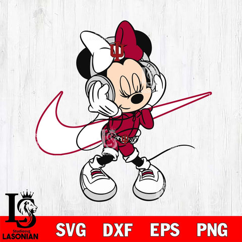 Indiana Hoosiers Cute Minnie Mouse Dancing Svg Eps Dxf Png File, NCAA svg, Digital Download, Instant Download