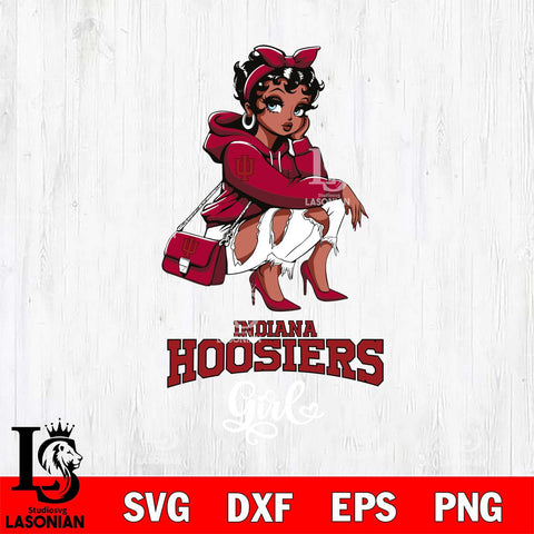 Indiana Hoosiers Fashion Black Fan Girl Betty Boop, Svg Eps Dxf Png File, Digital Download