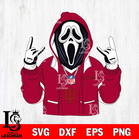 Indiana Hoosiers Ghostface Scream Football Halloween Svg Eps Dxf Png File, NCAA svg, Digital Download, Instant Download