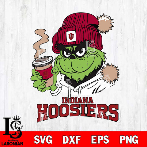 Indiana Hoosiers Grinch Cofffe Hoodie Cut Files Cricut, Svg Dxf Eps Png file, Digital download , Silhouette