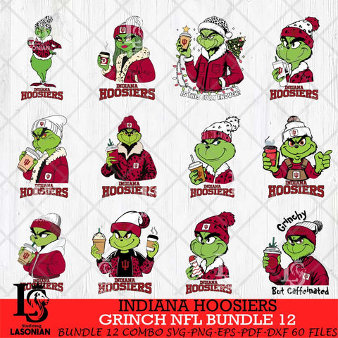 Indiana Hoosiers Grinch NCAA Bundle 12 SVG Eps Dxf Png File, Digital Download, Instant Download