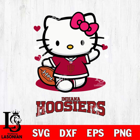 Indiana Hoosiers Hello Kitty NCAA 3 Svg Eps Dxf Png File, Digital Download, Instant Download