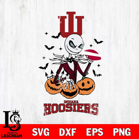 Indiana Hoosiers Jack Skellington 2 halloween Svg Eps Dxf Png File, NCAA svg, Digital Download, Instant Download