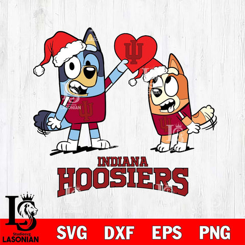 Indiana Hoosiers Love Bluey Christmas Svg Eps Dxf Png File, Digital Download