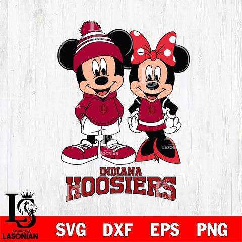 Indiana Hoosiers Mickey Minnie Mouse Cute Football Svg Eps Dxf Png File, NCAA svg , File Cut , Digital Download , Instant Download, Cut Svg Files