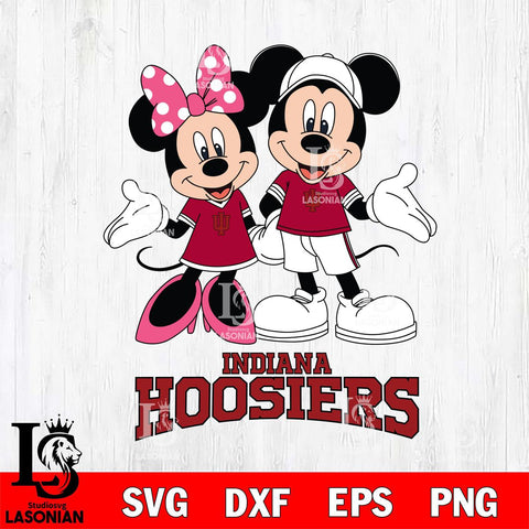 Indiana Hoosiers Mickey Minnie Mouse Sport Svg Eps Dxf Png File, NCAA svg , File Cut , Digital Download , Instant Download, Cut Svg Files