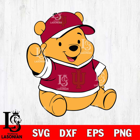 Indiana Hoosiers Pooh Bear Svg Eps Dxf Png File, NCAA svg, Digital Download, Instant Download