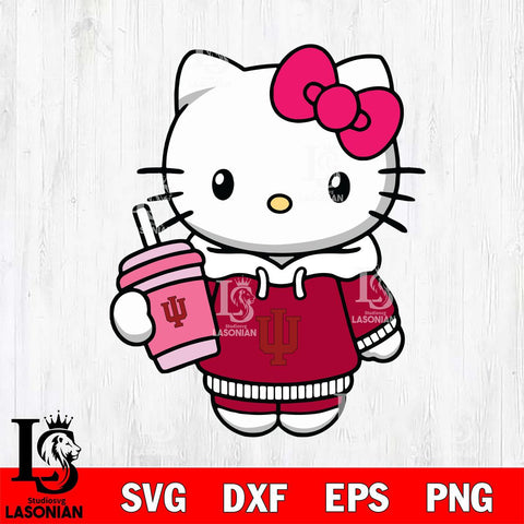 Indiana Hoosiers Pretty Hello Kitty Svg Eps Dxf Png File, Digital Download, Instant Download