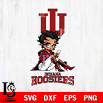 Indiana Hoosiers Style Black Fan Girl Betty Boop, Svg Eps Dxf Png File, Digital Download