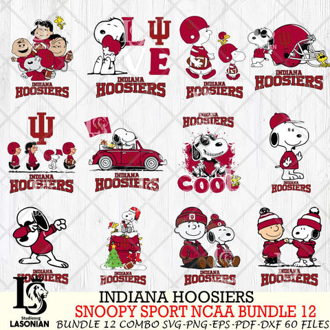 Indiana Hoosiers  Snoopy NCAA Bundle 12 SVG Svg Eps Dxf Png File, Digital Download