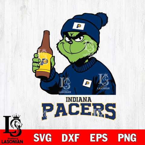 Indiana Pacers Grinch Drinking Beer Christmas Cut Files Cricut, Svg Dxf Eps Png file , Silhouette