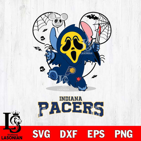 Indiana Pacers Stitch Ghost Face Halloween 2 Svg Eps Dxf Png File, Digital Download, Instant Download