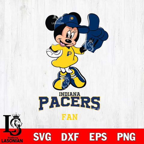 Indiana Pacers #1 Fan Minnie Mouse Svg Eps Dxf Png File, Digital Download, Instant Download