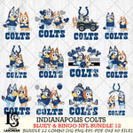 Indianapolis Colts Bluey & Bingo Bundle 12 SVG Eps Dxf Png File, Bundle NFL svg, Digital Download, Instant Download