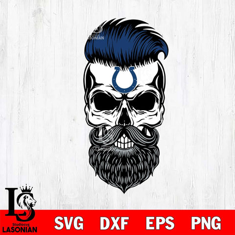 Indianapolis Colts Badass Beard Skull SVG