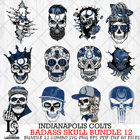 Indianapolis Colts Badass Skull Bundle SVG