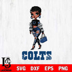 Indianapolis Colts Beautiful Black Fan Girl Svg Eps Dxf Png File, Digital Download, Instant Download