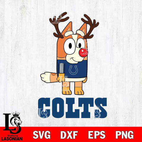 Indianapolis Colts Bluey Chilli Christmas Deer Svg Eps Dxf Png File, Digital Download