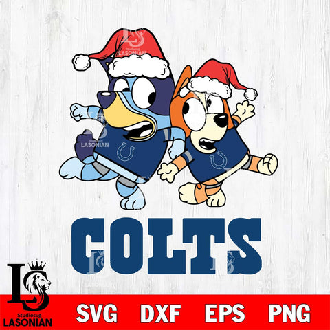 Indianapolis Colts Bluey Christmas Holiday Svg Eps Dxf Png File, Digital Download