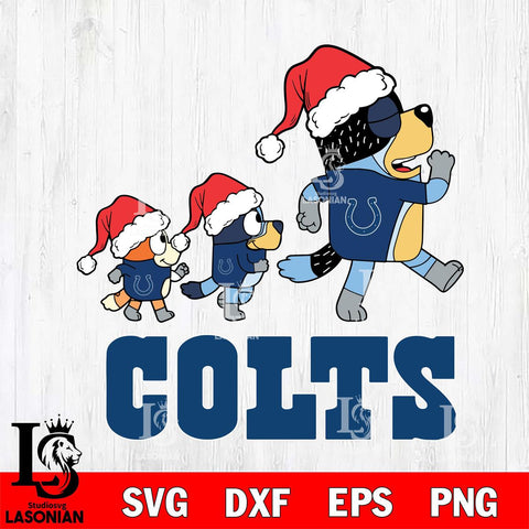 Indianapolis Colts Bluey Family Christmas Svg Eps Dxf Png File, Digital Download