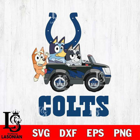 Indianapolis Colts Bluey friends car Svg Eps Dxf Png File, NFL svg, Digital Download, Instant Download