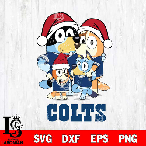 Indianapolis Colts Christmas Bluey Family Sport Svg Eps Dxf Png File,Cut Svg Files, Digital File, Sublimation