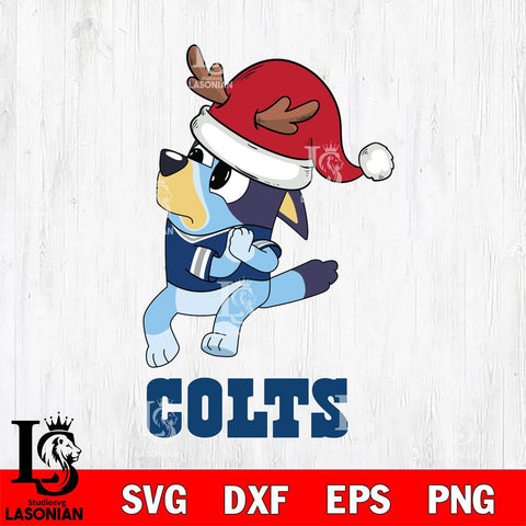 Indianapolis Colts Christmas Bluey Santa Claus Svg Eps Dxf Png File,Cut Svg Files, Digital File, Sublimation