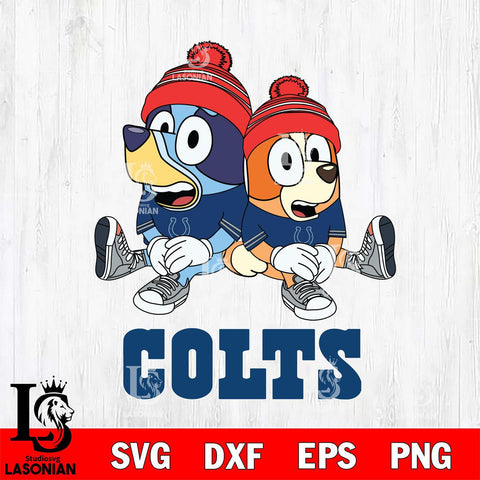 Indianapolis Colts Christmas Bluey & Bingo Sit Svg Eps Dxf Png File,Cut Svg Files, Digital File, Sublimation