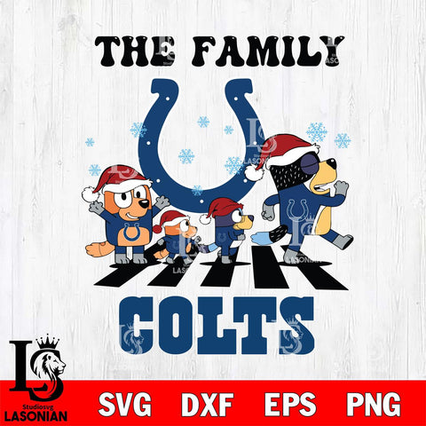 Indianapolis Colts Family Bluey Christmas Svg Eps Dxf Png File, Digital Download