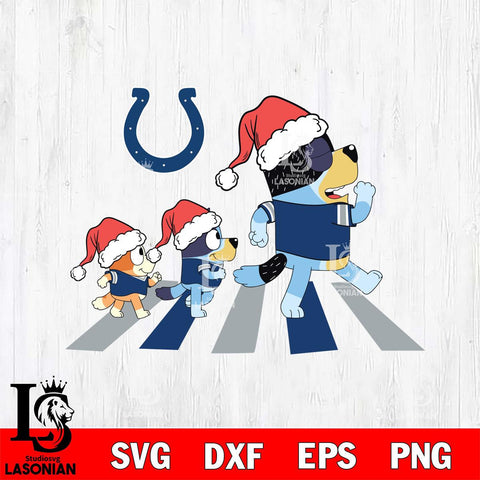 Indianapolis Colts Family Bluey Walking Christmas Svg Eps Dxf Png File, Digital Download, Instant Download