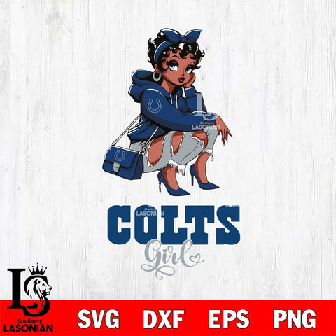 Indianapolis Colts Fashion Black Fan Girl Betty Boop Svg Eps Dxf Png File, Digital Download, Instant Download