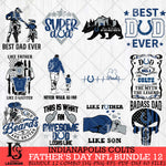 Indianapolis Colts Fathers Day NFL Bundle 12 Svg Eps Dxf Png File, Digital Download, Instant Download