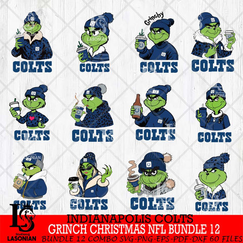 Indianapolis Colts Grinch Christmas NFL Bundle 12 Svg Eps Dxf Png File,Cricut svg files, Digital Download, Instant Download