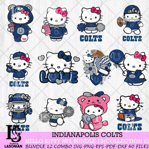 Indianapolis Colts Hello Kitty Bundle 12 SVG Svg Eps Dxf Png File, Digital Download, Instant Download