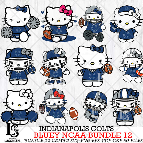 Indianapolis Colts Hello Kitty NFL Bundle 12 Svg Eps Dxf Png File, Digital Download, Instant Download