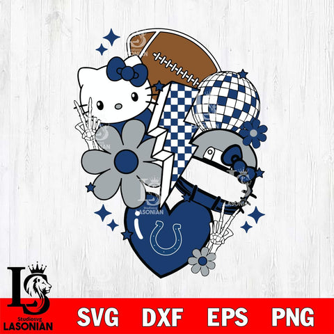 Indianapolis Colts Hello Kitty Nfl 2 Svg Eps Dxf Png File, Digital Download, Instant Download