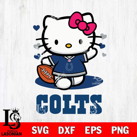 Indianapolis Colts Hello Kitty Nfl 3 Svg Eps Dxf Png File, Digital Download, Instant Download