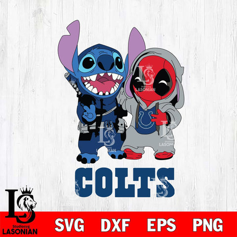 Indianapolis Colts Stitch And Deadpool Cute Svg Eps Dxf Png File, Digital Download, Instant Download