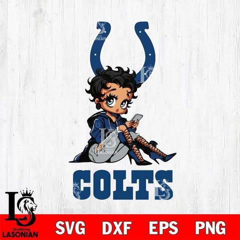 Indianapolis Colts Style Black Fan Girl Betty Boop Svg Eps Dxf Png File, Digital Download, Instant Download