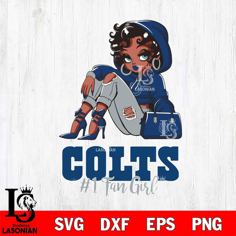 Indianapolis Colts #1 beauty Black Fan Girl Svg Eps Dxf Png File, Digital Download, Instant Download