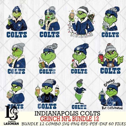 Indianapolis Colts  Grinch NFL Bundle 12 SVG Eps Dxf Png File, Digital Download, Instant Download