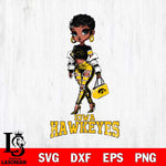 Iowa Hawkeyes Beautiful Black Fan Girl, Svg Eps Dxf Png File, Digital Download