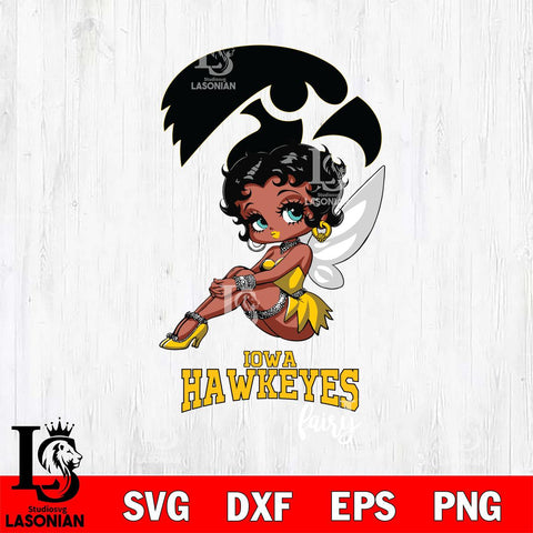 Iowa Hawkeyes Beauty Black Fairy Betty Boop, Svg Eps Dxf Png File, Digital Download