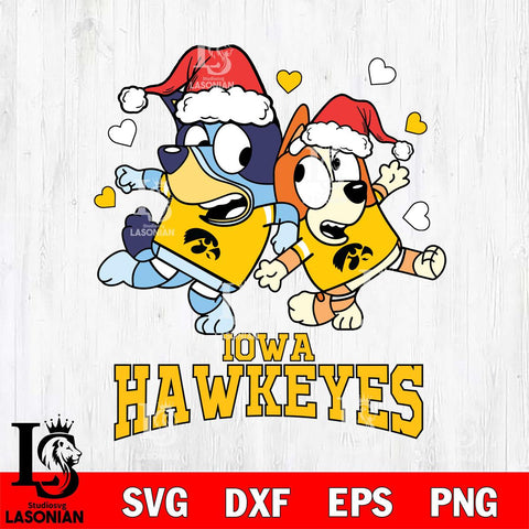 Iowa Hawkeyes Bluey Christmas NFL Svg Eps Dxf Png File, Digital Download