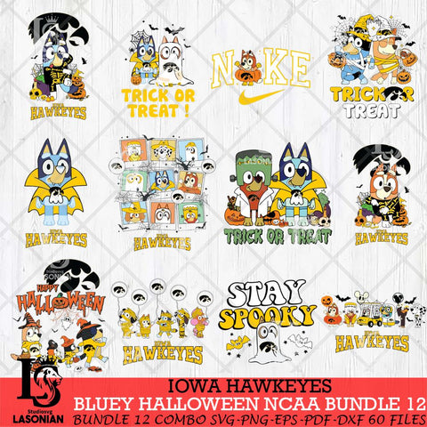 Iowa Hawkeyes Bluey Halloween NCAA 12 SVG Eps Dxf Png File, Bundle NCAA svg, Digital Download, Instant Download